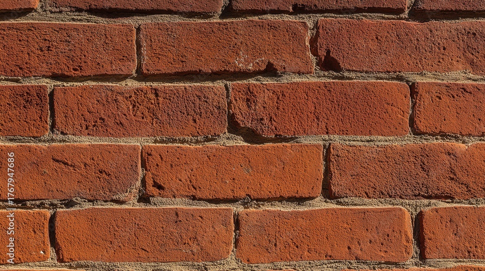 Obraz premium patina. Close-up of weathered red brick wall, warm tones and natural texture evoking rustic charm and history. real-estate listings.