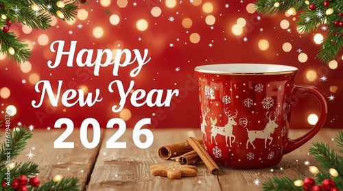 2026 happy new year with Red christmas mug