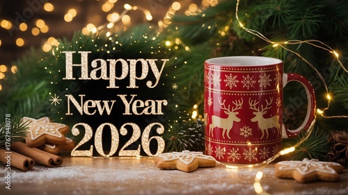 2026 happy new year with Red christmas mug