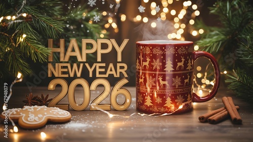 2026 happy new year with Red christmas mug