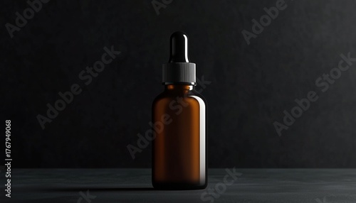Man skincare black bottle dropper copy space background