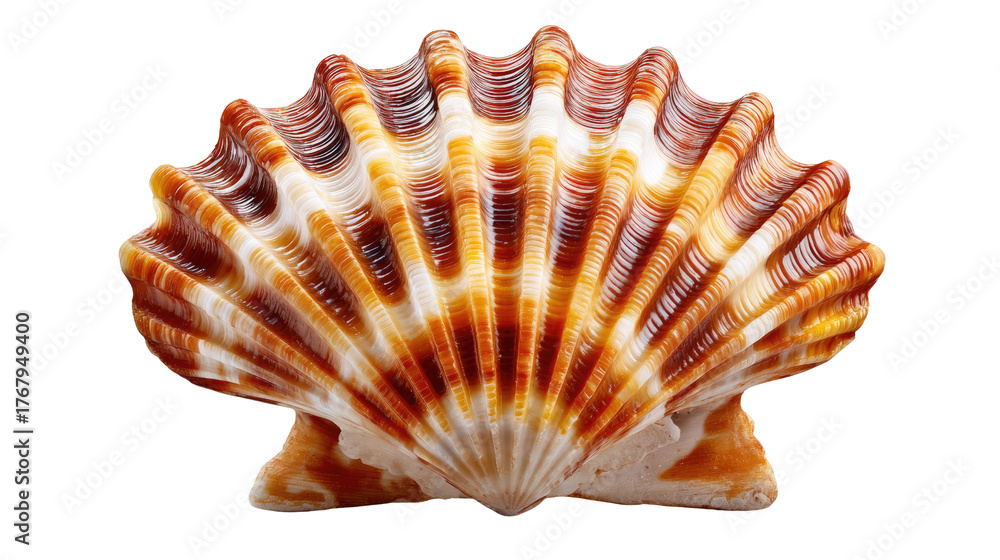 Obraz premium Seashell's Delicate Beauty: A close-up showcases the intricate design and organic texture of a seashell, its form a testament to the artistry of nature.