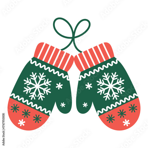 Cozy christmas mittens with snowflake and star designs