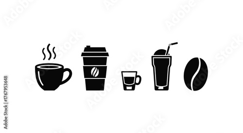 Fast food icons set burgers fries drinks and nuggets