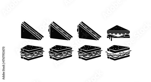 Collection of popular fast food icons on white background