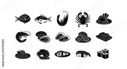 Collection of japanese food and dining icons