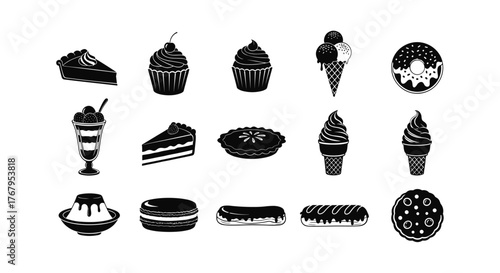 Collection of kitchen utensils silhouettes on a white background