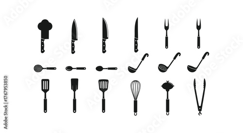 Collection of black and white seafood illustrations