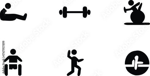 Set of sport icons in black and white