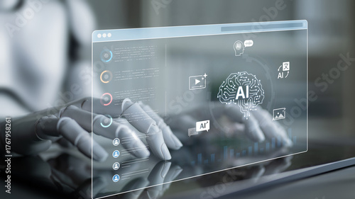 A generative AI assistant showcases its multimedia content creation dashboard. This platform can generate images, video, and speech, and perform language translation for users. Fermion