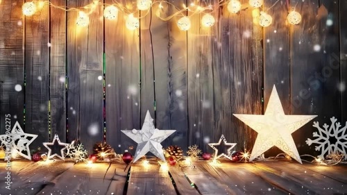 Festive Christmas scene, Christmas ambience, snow falling outside, Christmas ambience videos, Christmas decoration, festive style, snow falling outside, Christmas lights and snow falling	
