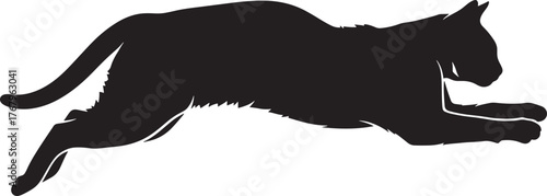 Dynamic black cat silhouette capturing the essence of agile movement and feline grace for diverse design applications