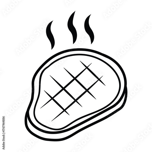 Grilled Steak Line Art Illustration