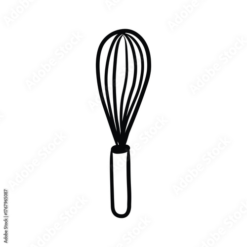 Kitchen Balloon Whisk - Hand-Drawn Outline Vector Icon for Baking and Cooking
