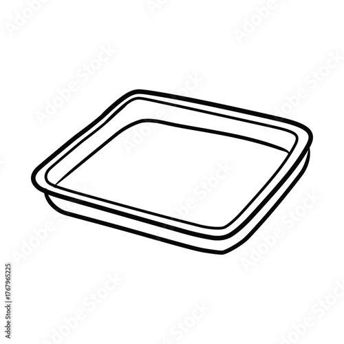 Square Baking Pan or Casserole Dish - Kitchen and Baking Cookware Outline Icon