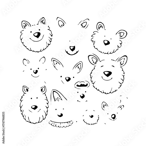 Collection of whimsically drawn animal faces offering a range of emotive expressions showcasing