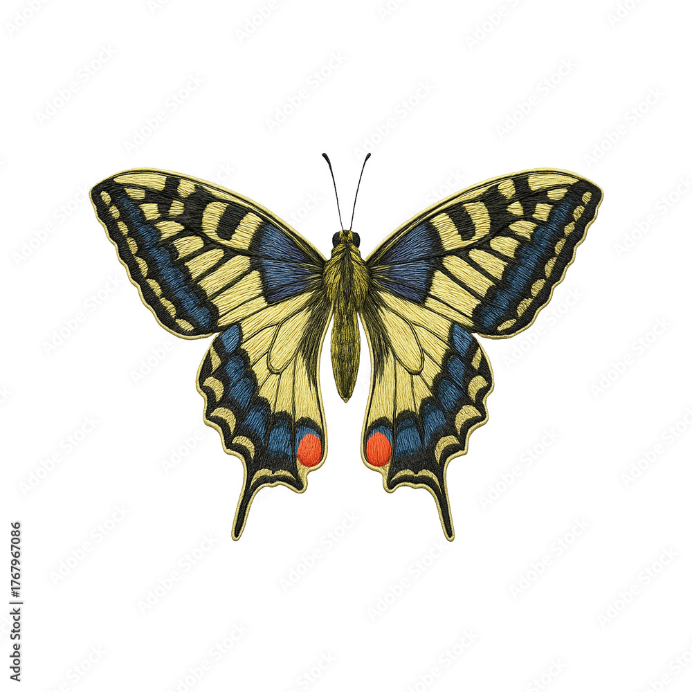 Fototapeta premium Butterfly Patch Embroidery Design with transparent background