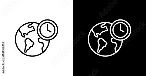 Earth Hour White Icon Set Design