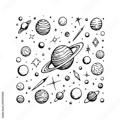 Galactic dreams celestial array planetarium sketchbook cosmic wonders planetary dance stardust