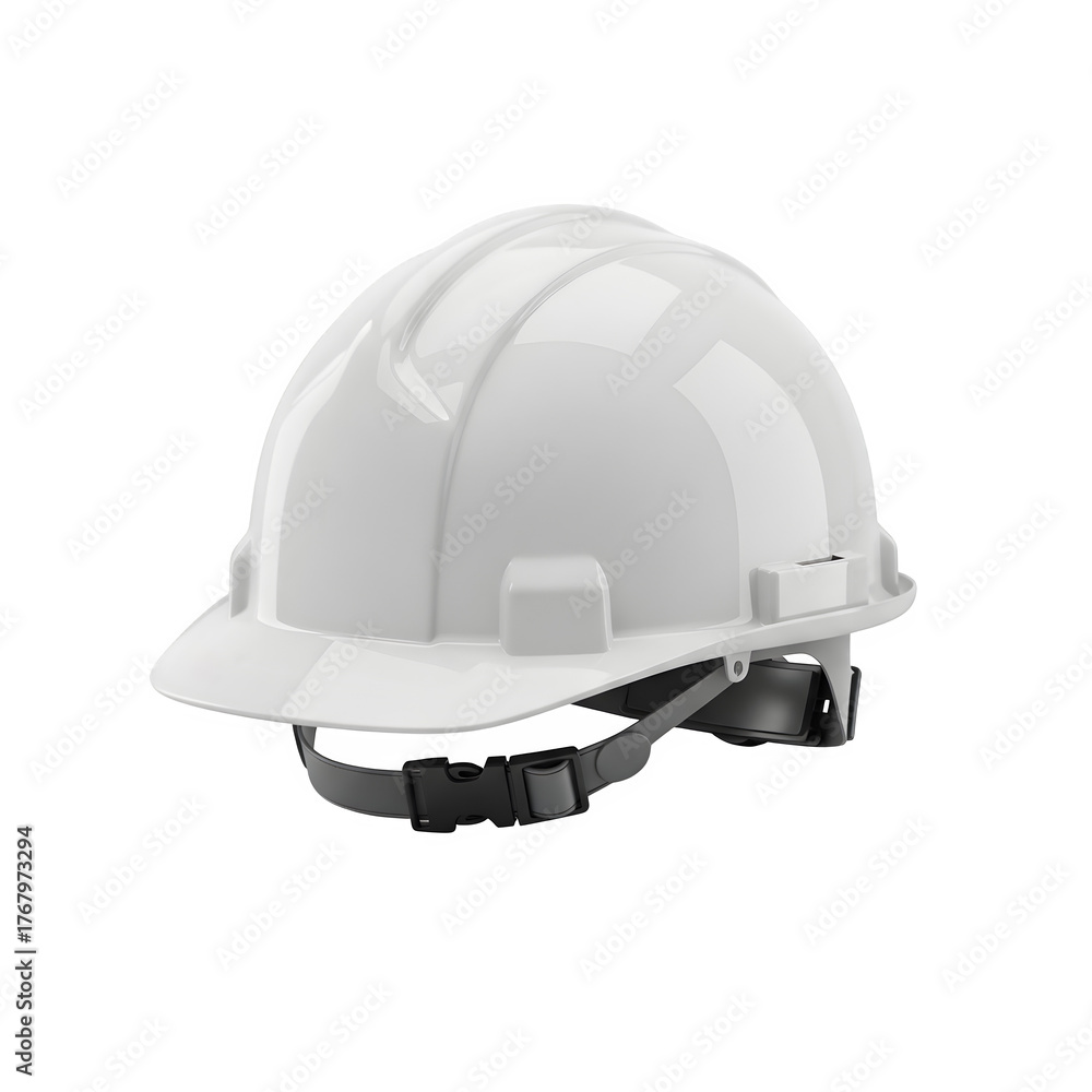 Fototapeta premium White Construction Safety Helmet PNG Isolated on Transparent Background. Hard Hat, Work Gear, Protection, and Industrial Equipment Graphic.