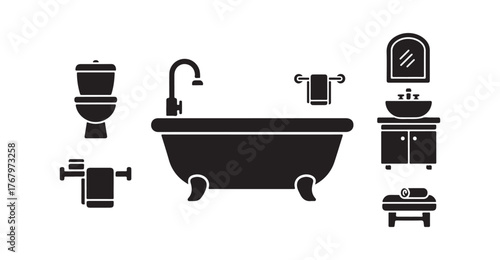 Bathtub solid icon, Home decor and furnishings