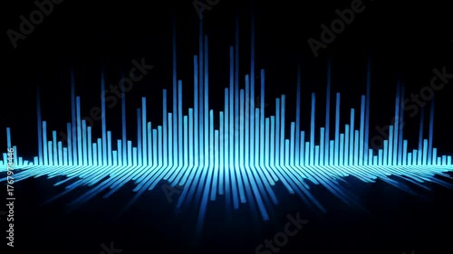 Vibrant audio waveform visualization against a dark background, showcasing sound dynamics