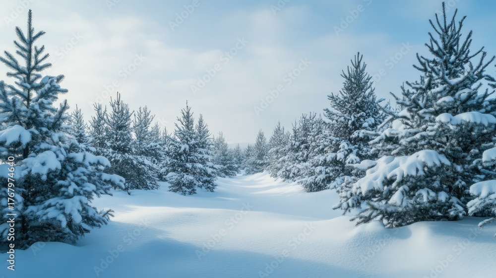 Fototapeta premium Snowy winter forest path