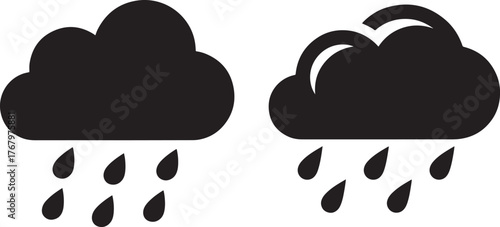 Two rainy clouds silhouette