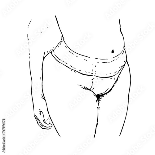 Simple line drawing illustrating a person with natural curves showcasing body acceptance and self