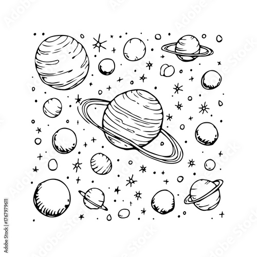 Whimsical space exploration a delightful celestial dance of planets stars and cosmic beauty for