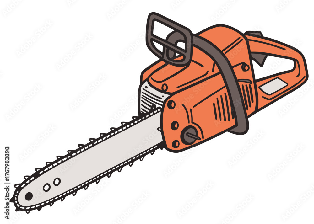 Fototapeta premium Orange Chainsaw Vector Illustration