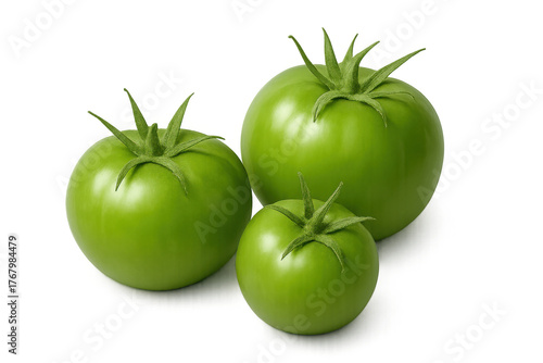 Wallpaper Mural Green unripe tomatoes cluster on a transparent background, fresh vegetable food ingredient Torontodigital.ca