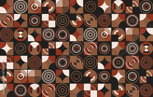 Luxurious Brown Rainbow Neo Geometric Bauhaus Grid Minimalist Bold Frame Pattern Background