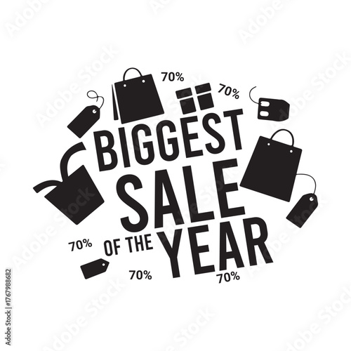 Biggest Sale of the Year Black Friday Silhouette Vector Illustration.