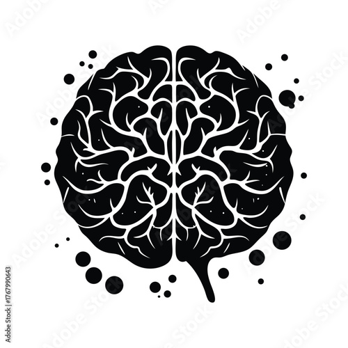 Watercolor effect brain silhouette