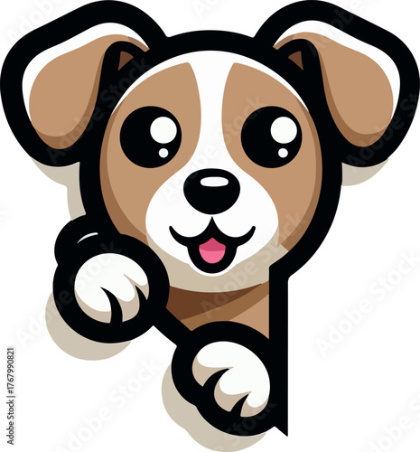 Peeking dog logo icon vector white background .