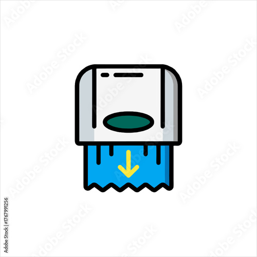 Paper towel dispenser providing clean blue towels in a public restroom, promoting hygiene and cleanliness with a simple, modern aesthetic.