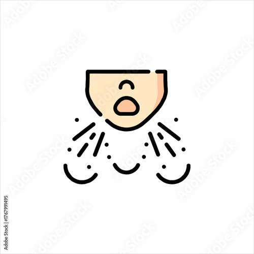 Person sneezing with droplets in air during cold and flu season, highlighting the spread of germs and need for hygiene.