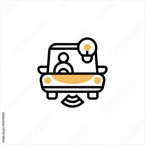 Autonomous car drives itself on the road, showcasing the future of transportation with advanced sensor technology and innovative design.