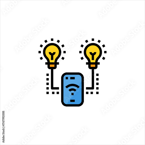 Smartphone controls smart bulbs in modern home, showcasing convenience and energy efficiency with wireless technology.