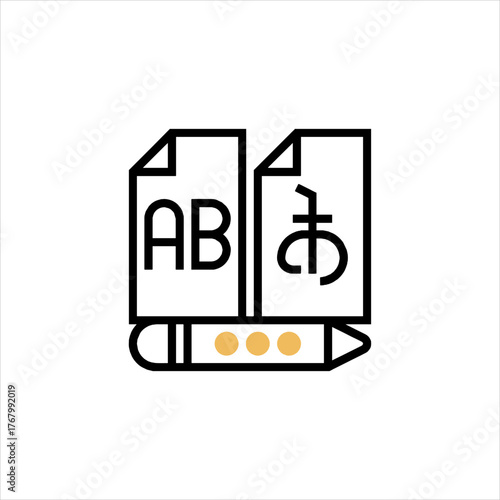 Translation documents with pencil showing language conversion process for global communication and understanding.