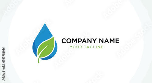 Water Drop and Green Leaf Logo Design for Eco-Friendly Company.