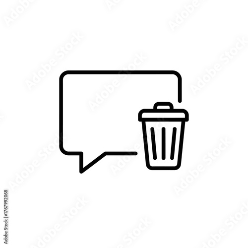 Delete Comment Speech Bubble with Trash Can Icon.