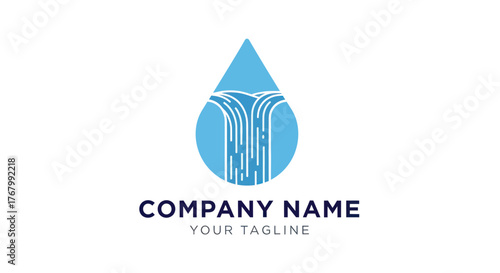 Abstract Water Drop Logo Design with Flowing Lines.
