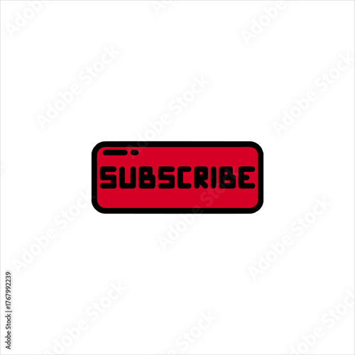 Red subscribe button inviting viewers to join channel on white surface, representing modern online community and content creation.