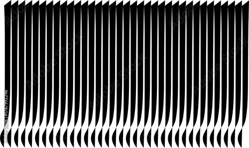 Abstract black curved lines forming a vertical optical illusion on a white background, creating a sense of depth, rhythm, and modern geometric movement.
