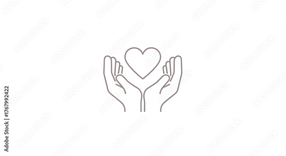 Fototapeta premium Hands cupping a heart, symbolizing care, love, and protection.