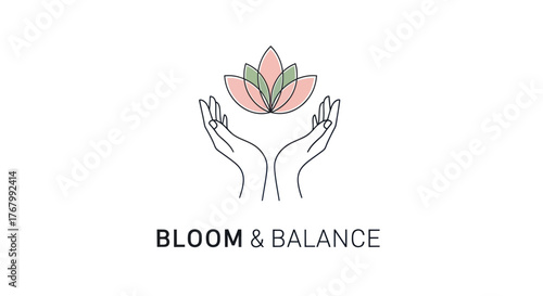 Elegant logo featuring hands gently cradling a blooming lotus flower, symbolizing growth and harmony.