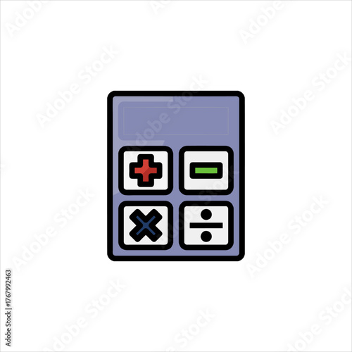 Calculator displays mathematical functions in simple form on white surface, representing calculation and education, with clean and modern aesthetic.