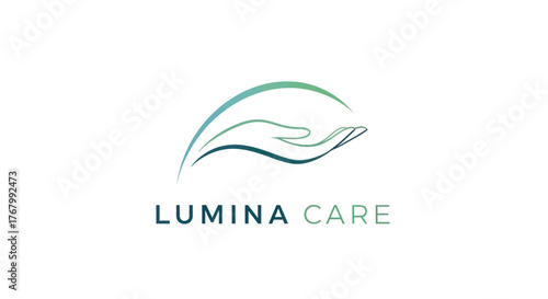 Lumina Care logo featuring a stylized hand under a curved line, representing care and support.